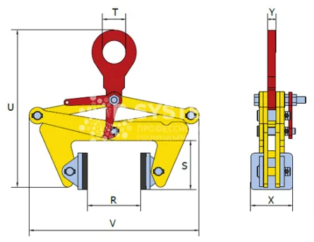 Клещевой вертикальный захват Terrier 2 TBLC г/п 2 т, лист 220-360 мм - дополнительное фото 1